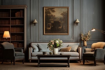 Time-worn Vintage Living Room Inspirations with Stucco Wall and Art Deco Touches