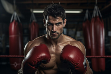 Boxing club gym for boxers training athletic conceptual Generative AI image