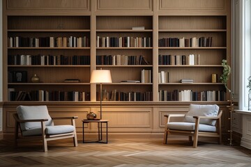 Timeless Classic Library Interiors: Scandinavian Simplicity with Solid Wood Benches