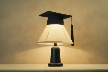 Light bulb with graduation cap, concept of idea, creativity and education.