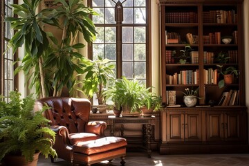 Fototapeta premium Timeless Library Interiors and Sunny Spots: Terracotta Paradise