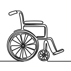Fototapeta na wymiar Wheelchair, line drawing style