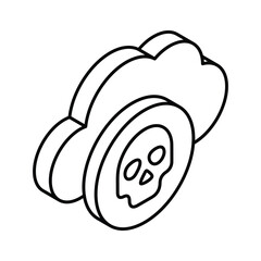 Perfectly designed isometric icon of cloud error, isolated on white background