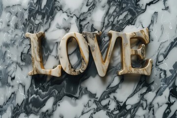 Marble background with the word love.