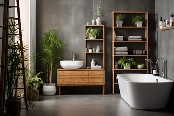 Urban Bamboo-centric Bathroom Designs: Concrete and Bamboo Fusion