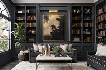 Timeless Classic Library and Hollywood Glam: Urban Flats with Stucco Wall Designs