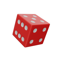 red casino dice falling on transparent background