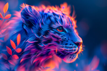 Colorful wildlife cheetah in a radical, exotic landscape, fantasia in nature - obrazy, fototapety, plakaty