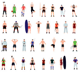 Various athletes collection. Set of different athletes or sportsperson.  