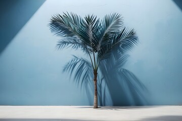  Palm Trees, Blue Walls, and Relaxing Shadows, Sunny Getaway: Tropical Palm Silhouettes and Coastal Vacation Vibes, Tranquil Retreat: Exotic Palmistry Silhouettes in a Serene Oasis, Coastal Paradise: 