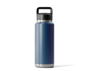 Blank Aluminum Hydro Flask Water Bottle Packaging, Sport Water Bottle Isolated On Transparent Background, Prepared For Mockup, 3D Render.