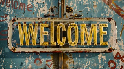 A Typography background with the word " welcome " on a vintage style Typography commercial Background