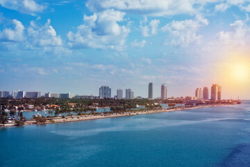 Beautiful aerial panoramic view of the city of Miami - 746492474