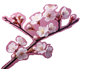 sakura branch, pink background behind. pink sakura flowers. cherry blossom
