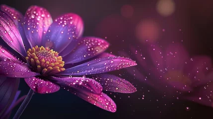 Fototapeten A purple flower with water droplets on it is shown, AI © Alexandr