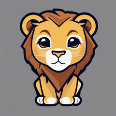 Flat logo style of a lion isolated on a solid color background. Animal nature icon concept in premium vector style.