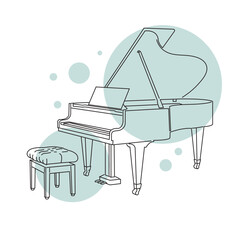 Line art Baby grand piano vector illustration