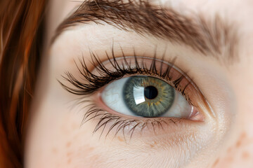 Fototapeta premium Woman's eye with long lashes. Feminine Beauty and Care Concept