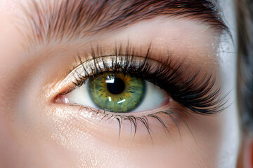 Woman's eye with long lashes. Feminine Beauty and Care Concept