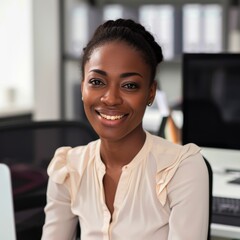 Professional African American Woman Sitting in an Office