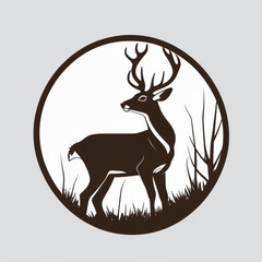 Flat logo style of a deer isolated on a solid color background. Animal nature icon concept in premium vector style.