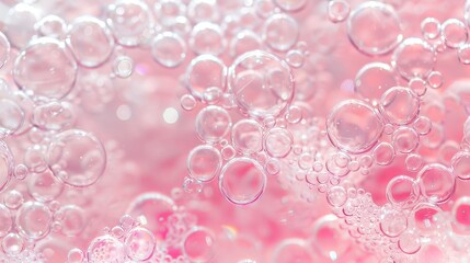 Ethereal Baby Pink Minimalistic Background with Iridescent Bubbles