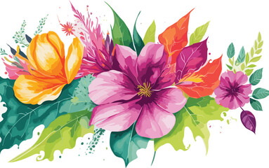 Watercolor flower bouquet. Wild flowers clipart