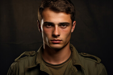Obraz premium AI generated portrait of a confident strong courageous Ukrainian soldier