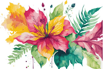 Watercolor flower bouquet. Wild flowers clipart
