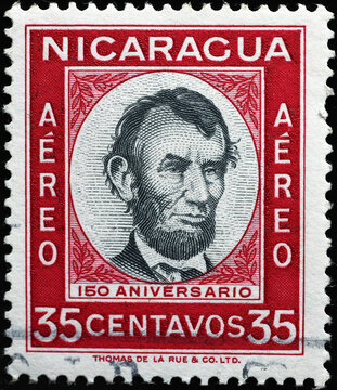 Abraham Lincoln on ancient stamp from Nicaragua