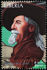 Buffalo Bill Cody on postage stamp of Liberia