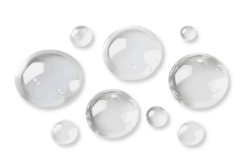 Clear water drop set isolated on white