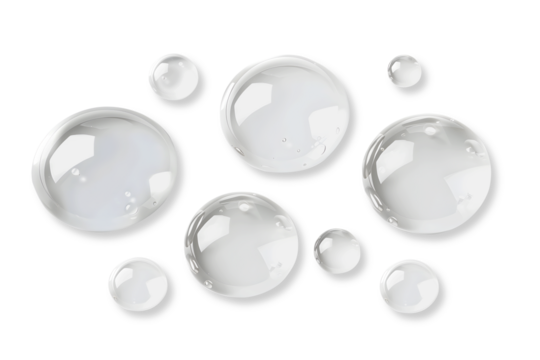 Clear water drop set isolated on white