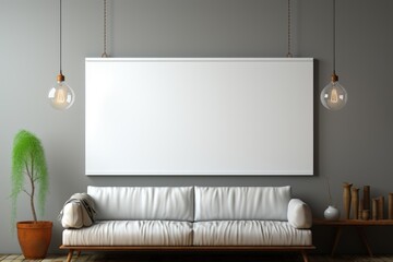 Spacious Interior with Large Blank Wall Banner Mockup
