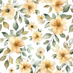 Obraz premium Seamless pattern showcasing radiant red desert flowers in full bloom, intertwined with subtle greenery for a refreshing design.