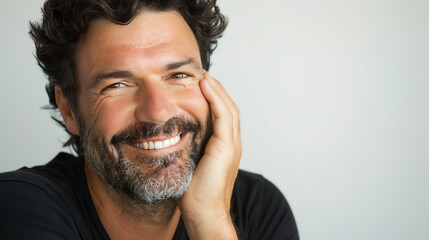 Fototapeta premium Confident Smile: Charismatic Young Man in a Casual Pose