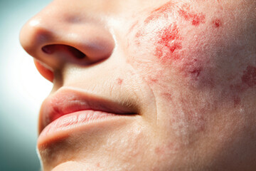 Close-Up of Human Skin with Acne Scars