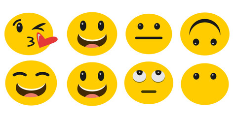 set of smileys with faces emoji - obrazy, fototapety, plakaty