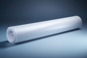 Blank Rolled Paper Banner Mockup on a Blue Background