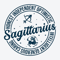 Honest Independent Optimistic Sagittarius Intelligent Generous Caring Zodiac T Shirt Design
