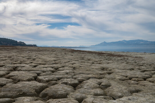 Soils cracked due to drought in Lake Burdur.