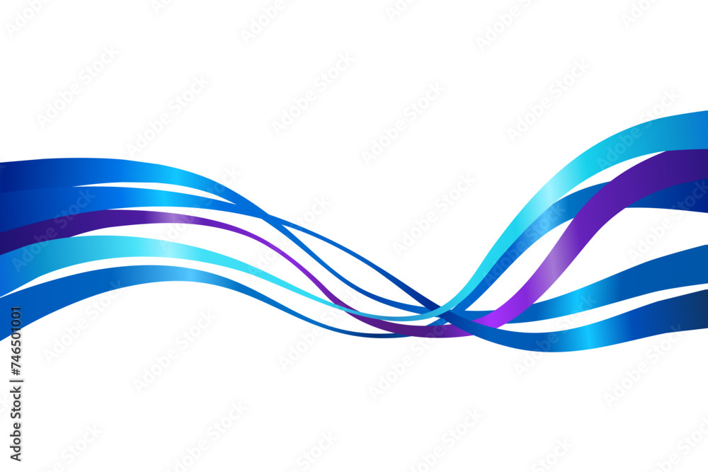 Wall mural abstract blue purple wave curve water flow dynamic wavy editable line element. transparent backgroun