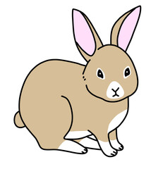 茶色と白模様のかわいいウサギのイラスト