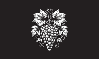 white outlines grapes vine with white outlines and black background grapes vine black and white icon grapes vine black and white logo grapes vine black and white image grapes vine icon silhouette 