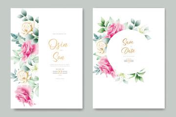 beautiful floral rose wedding card design 