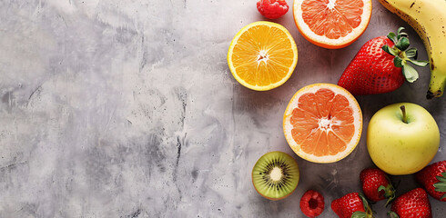 Assorted Fresh Fruits on Textured Background