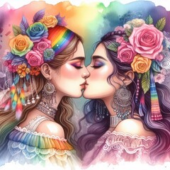 Artistic Expression: Painting the Passionate Embrace of Lesbian Love