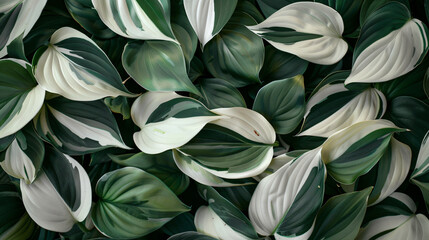 Fototapeta na wymiar Photo background with white and green leaves.