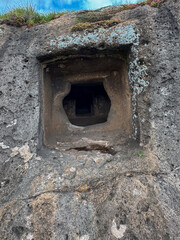 Fototapeta premium Domus de Janas necropolis Partulesi Ittireddu - fairy house, prehistoric stone structure typical of Sardinia 