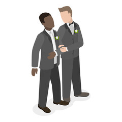 3D Isometric Flat  Illustration of LGBTQ Marriage. Item 2